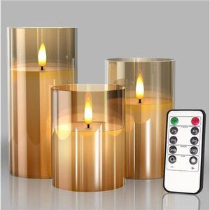 Flameless Candles Gold Pack of 3